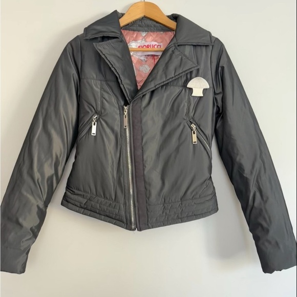 Fiorucci Mushroom Biker puffer jacket in gray NWT Size: M/40 IT - Picture 1 of 7
